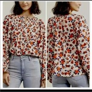 Elizabeth and James Floral Print Pleated Blouse – Size Small NWT